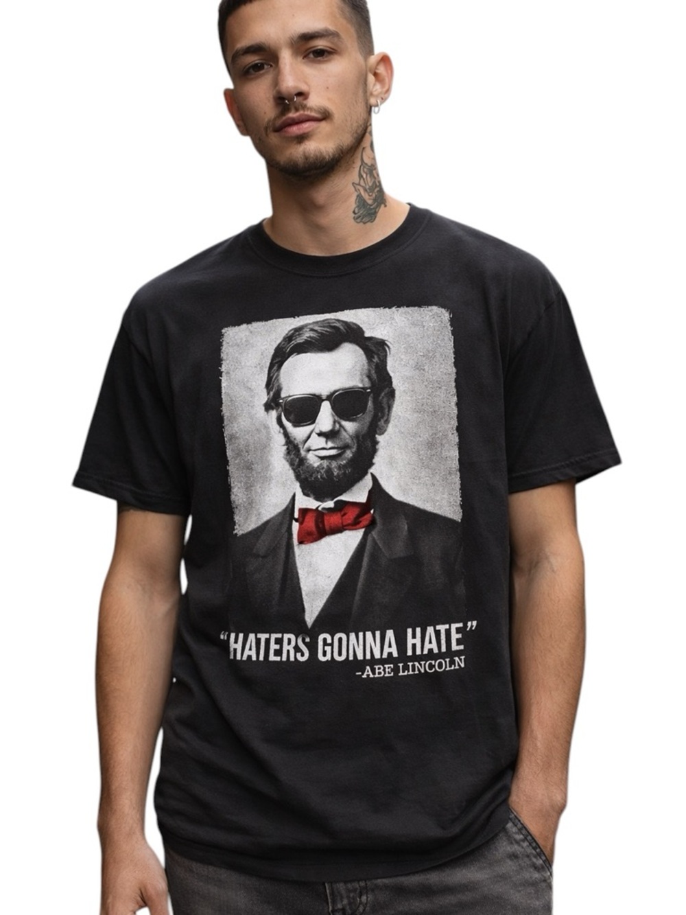 ODM Abraham Lincoln "Haters Gonna Hate" Graphic Tee Black
Medium Funny Shirt